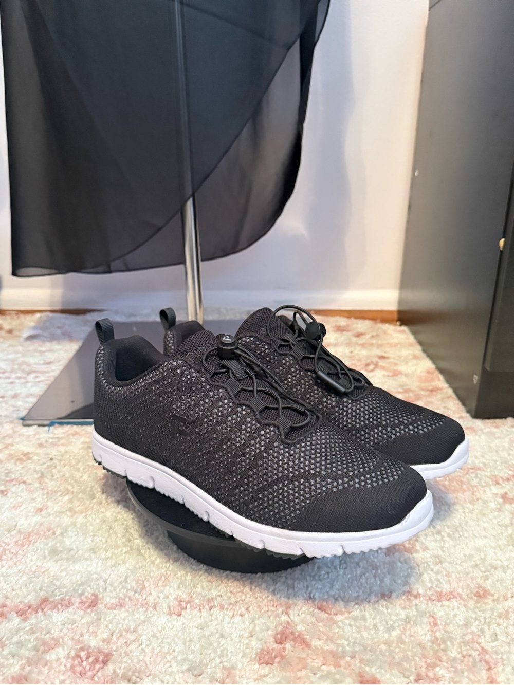 Propet Black Athletic Slip-On Sneakers with White Soles